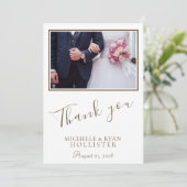Foto Elegant Bericht Dank u Wedding Photo Card Bedankkaart (Staand voorkant)