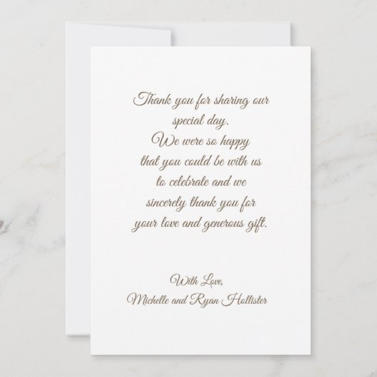 Foto Elegant Bericht Dank u Wedding Photo Card Bedankkaart (Achterkant)