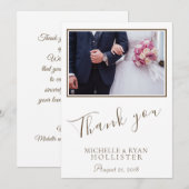 Foto Elegant Bericht Dank u Wedding Photo Card Bedankkaart (Voorkant / Achterkant)