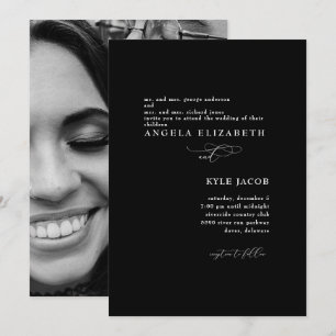 Foto Elegant Black Wedding Invitation Kaart
