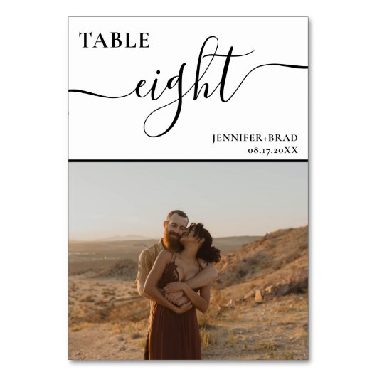 Foto elegant Black White Chart bruiloft Kaart (Voorkant)