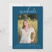 Foto Elegant Blauw Afstuderen Party Uitnodiging (Voorkant)