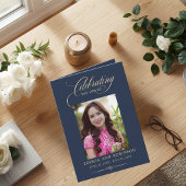 Foto Elegant Blauw Gouden Rouherdenkingsprogramma Kaart