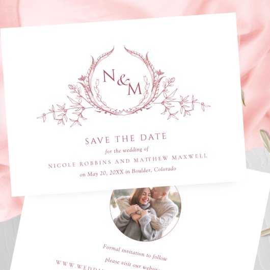 Foto: Elegant Blush Pink Monogram Wedding Save The Date