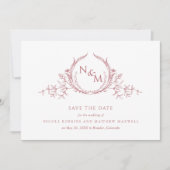 Foto: Elegant Blush Pink Monogram Wedding Save The Date (Voorkant)
