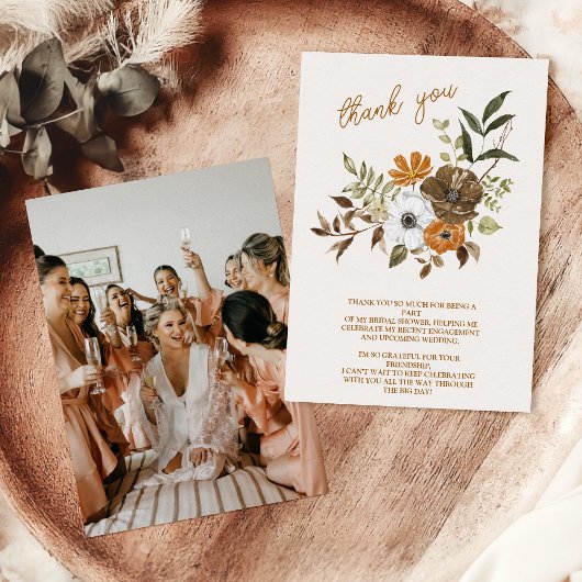 Foto Elegant Boho Floral Vrijgezellenfeest Bedankkaart