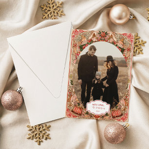 Foto Elegant Botanisch Ornament Kerstmis Feestdagenkaart