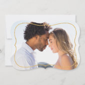 Foto Elegant Bourgondië Blauw Goud Bloem Bruiloft Kaart (Achterkant)