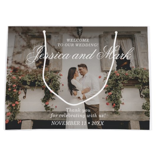 Foto Elegant Bruiloft Welkom Groot Cadeauzakje (Voorkant)