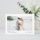 Foto Elegant Chic Script Wedding Bedankkaart (Staand voorkant)