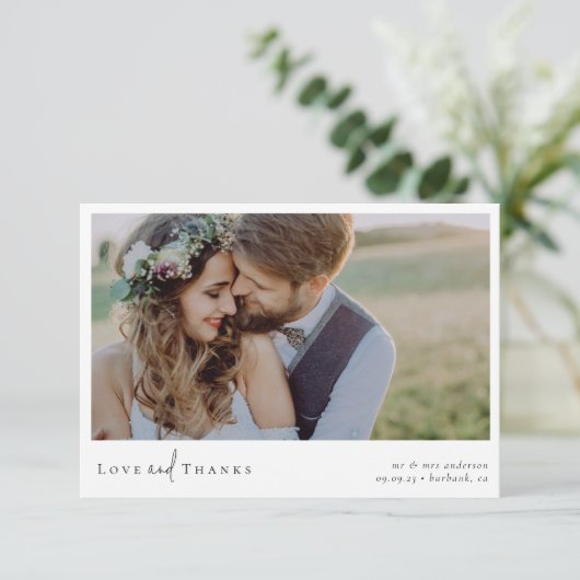 Foto Elegant Chic Script Wedding Bedankkaart (Staand voorkant)