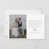 Foto Elegant Chic Script Wedding Bedankkaart (Achterkant)
