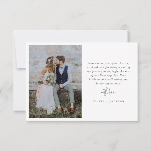 Foto Elegant Chic Script Wedding Bedankkaart (Achterkant)