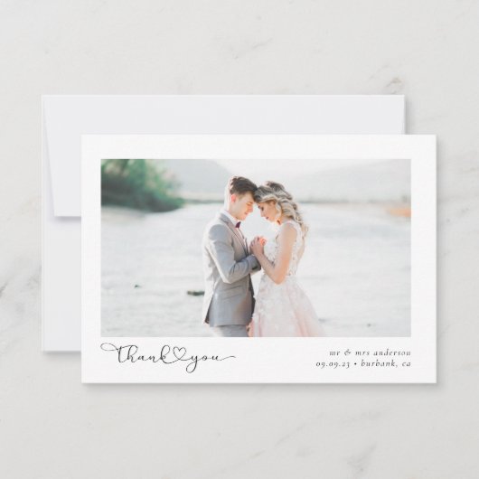 Foto Elegant Chic Script Wedding Bedankkaart (Voorkant)