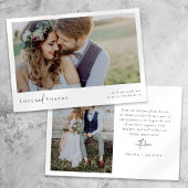 Foto Elegant Chic Script Wedding Bedankkaart