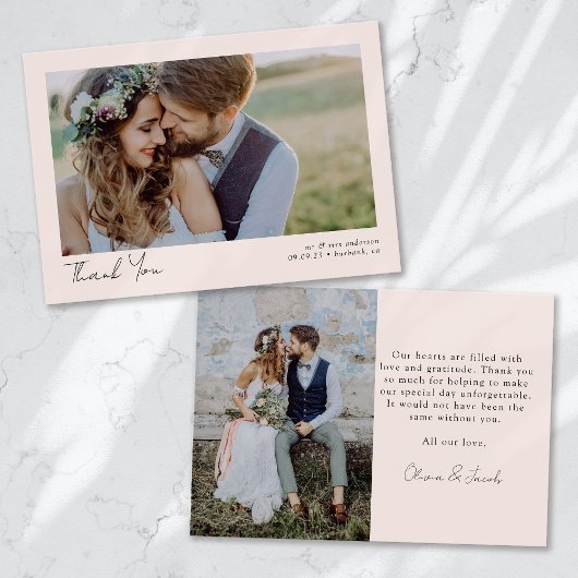 Foto Elegant Chic Script Wedding Bedankkaart
