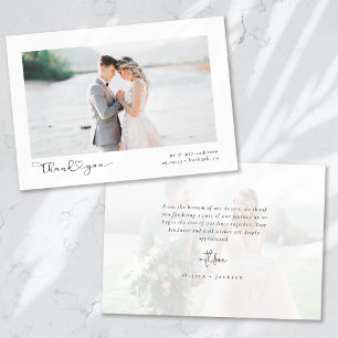 Foto Elegant Chic Script Wedding Bedankkaart