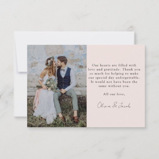 Foto Elegant Chic Script Wedding Bedankkaart (Achterkant)