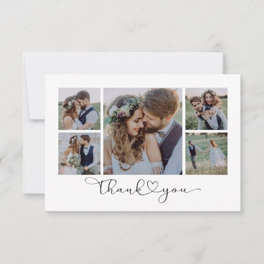 Foto Elegant Chic Script Wedding Bedankkaart (Voorkant)