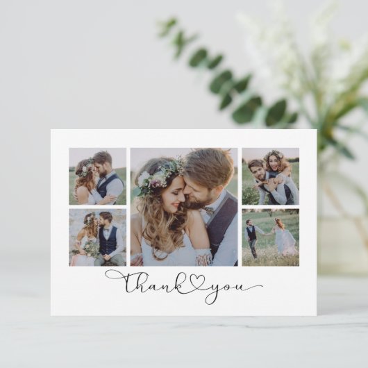 Foto Elegant Chic Script Wedding Bedankkaart (Staand voorkant)