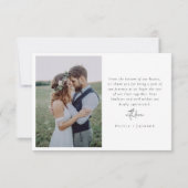 Foto Elegant Chic Script Wedding Bedankkaart (Achterkant)