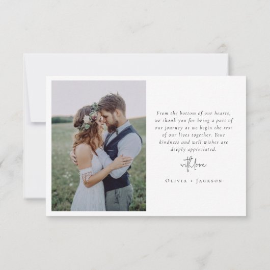 Foto Elegant Chic Script Wedding Bedankkaart (Achterkant)