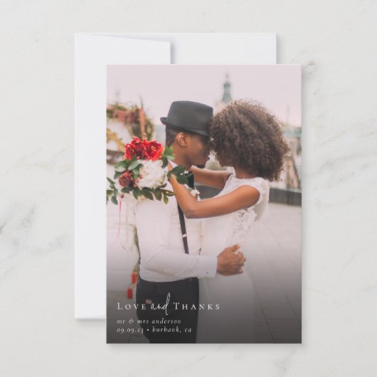 Foto Elegant Chic Script Wedding Bedankkaart (Voorkant)