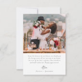 Foto Elegant Chic Script Wedding Bedankkaart (Achterkant)