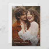 Foto Elegant Chic Script Wedding Bedankkaart (Voorkant)