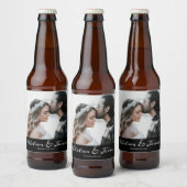 Foto Elegant Custom Calligraphy Wedding Bier Etiket (Flessen)
