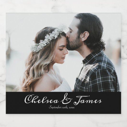 Foto Elegant Custom Calligraphy Wedding Bier Etiket (Enkel label)