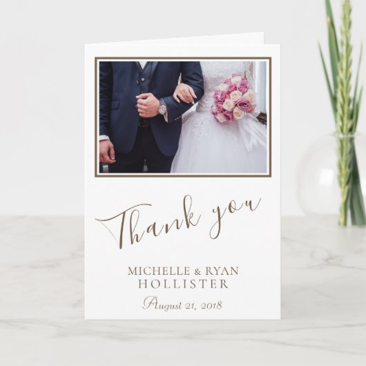 Foto Elegant Dank u Bruiloft Custom Photo Card Bedankkaart (Voorkant)