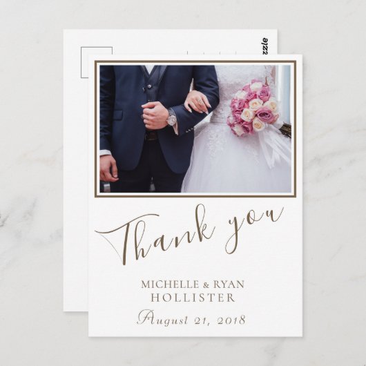 Foto Elegant Dank u Bruiloftsfoto Briefkaart (Voorkant / Achterkant)