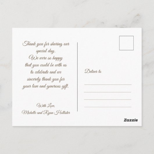 Foto Elegant Dank u Bruiloftsfoto Briefkaart (Achterkant)