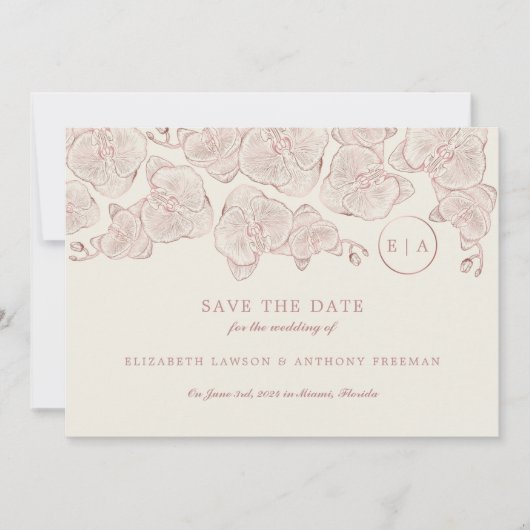 Foto: Elegant Dusty Roos Floral Wedding Save The Date (Voorkant)