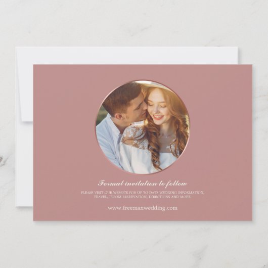 Foto: Elegant Dusty Roos Floral Wedding Save The Date (Achterkant)