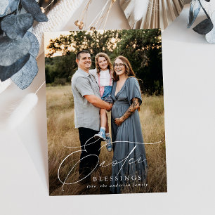 Foto Elegant Easter Blessings Feestdagenkaart