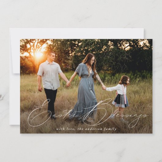 Foto Elegant Easter Blessings Feestdagenkaart (Voorkant)