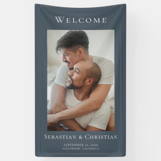 Foto Elegant Eenvoudig Welkom Bruiloft Spandoek (Verticaal)