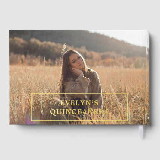 Foto Elegant Eenvoudige Quinceanera Gastenboek (Achterkant)