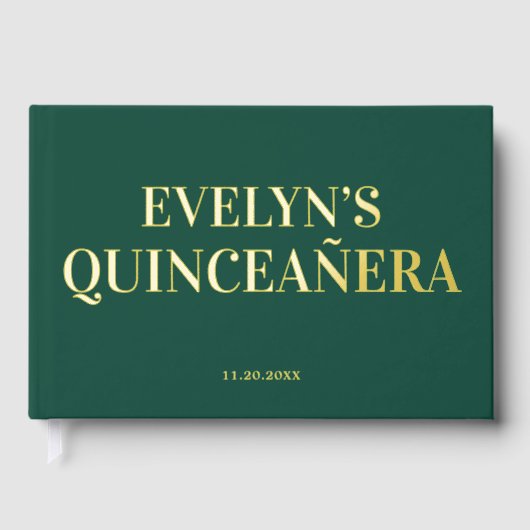 Foto Elegant Eenvoudige Quinceanera Gastenboek (Voorkant)
