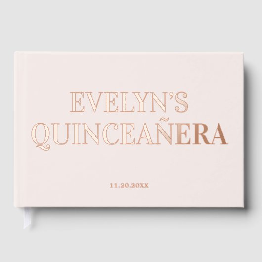 Foto Elegant Eenvoudige Quinceanera Gastenboek (Voorkant)