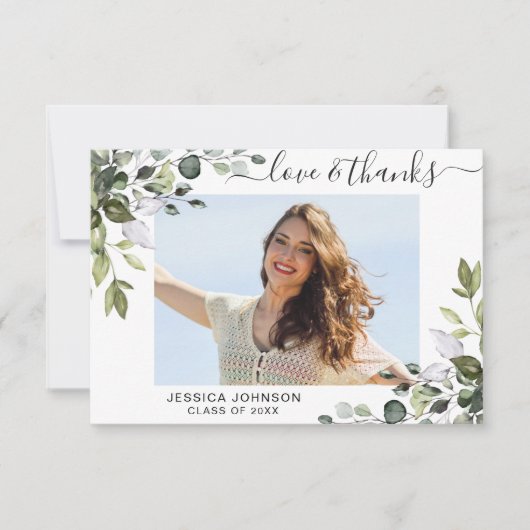 FOTO Elegant Eucalyptus Greenery Afstuderen Bedankkaart (Voorkant)