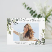FOTO Elegant Eucalyptus Greenery Afstuderen Bedankkaart (Staand voorkant)