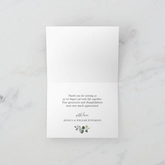 FOTO Elegant Eucalyptus Greenery Wedding Bedankkaart (Binnen)