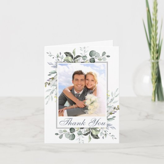 FOTO Elegant Eucalyptus Greenery Wedding Bedankkaart (Voorkant)