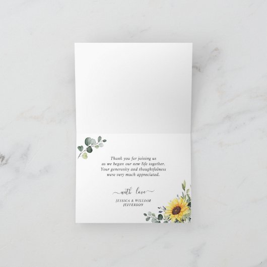 FOTO Elegant Eucalyptus Sunflower Greenery Bedankkaart (Binnen)