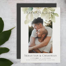 Foto Elegant gebladerte Bewaar de datum Bruiloft