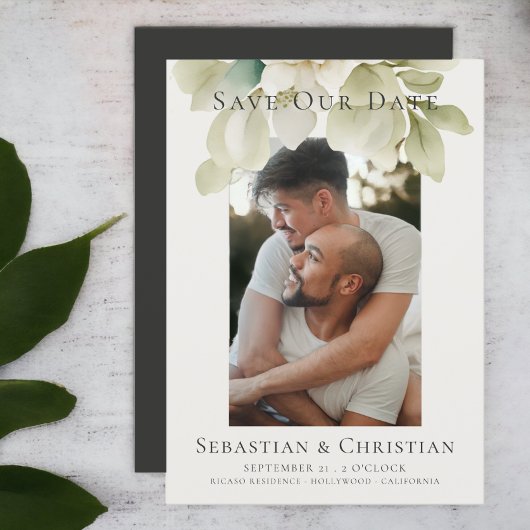 Foto Elegant gebladerte Bewaar de datum Bruiloft