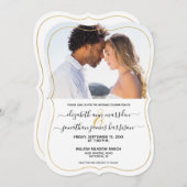 Foto Elegant Gold Black Script Formal Weddenschap Kaart (Voorkant / Achterkant)